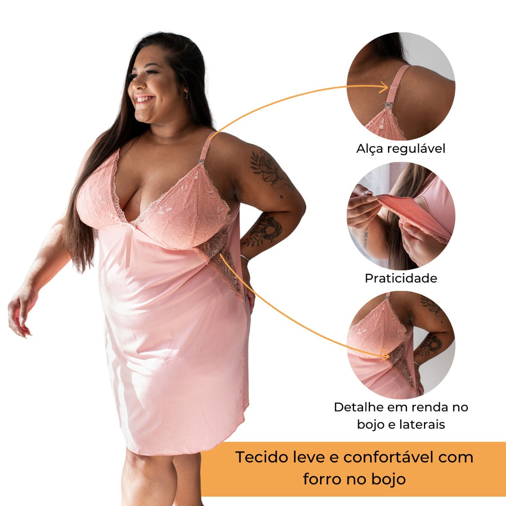 Camisola Plus Size com Renda