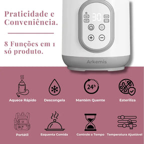 Aquecedor de Mamadeiras Multifuncional 8 em 1: Aquecimento Rápido, Descongelamento e Esterilização Segura