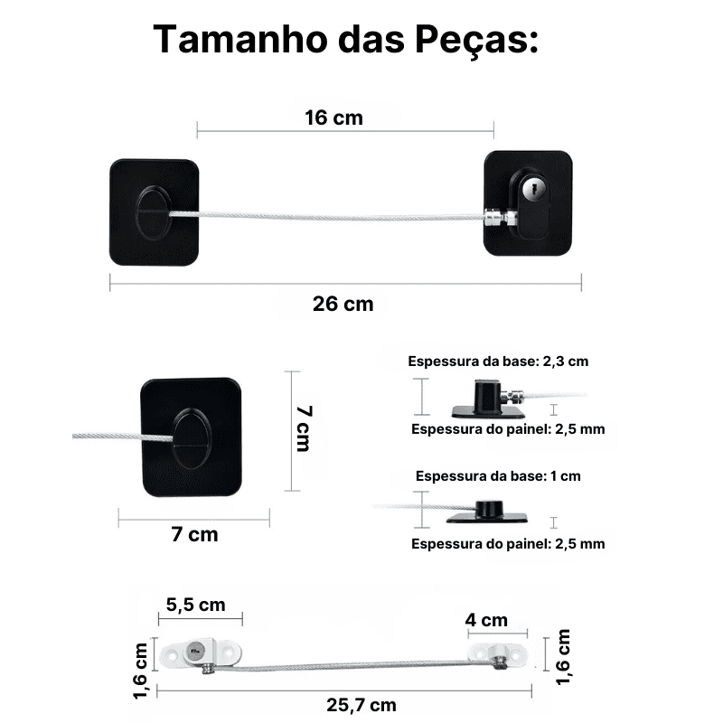 Trava de Segurança para Bebês Cabo de Aço com Chaves - Maternil