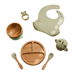 KIT Introdução Alimentar Silicone e Bambu (7 peças)