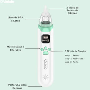 Aspirador Nasal Portátil Infantil Silencioso e Recarregável - CleanAir Kids