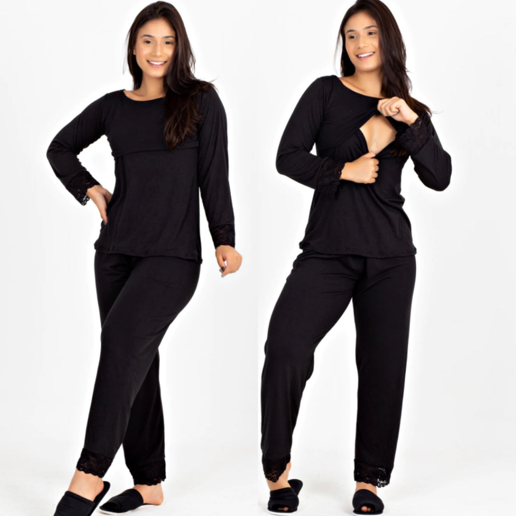 Pijama Amamentação Longo Calça e Blusa