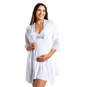 Camisola Amamentação Com Click Frontal e Robe